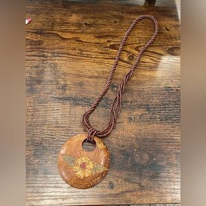 Hand painted unique wood necklace